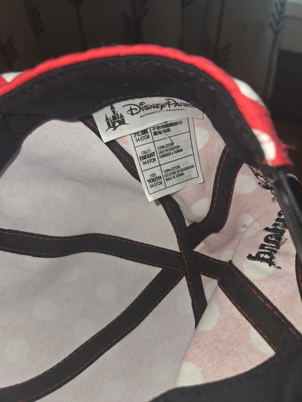 Disney Red & White Polka Dot Minnie Mouse Ear Cap with Black Brim